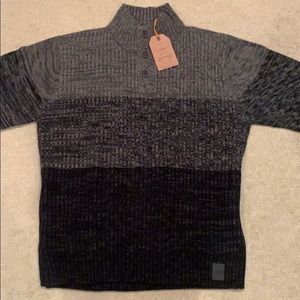 Turtle neck sweater striped black/grey